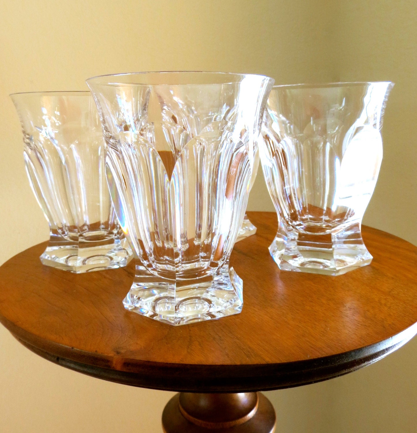4 Belgian Belgium Val St. Lambert Hafnia Crystal Glass Tumblers VERY RARE
