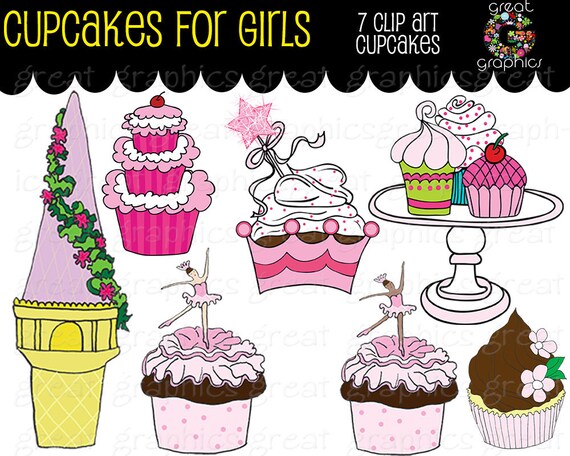 Cupcake Clipart Digital Clip Art Princess Party Cupcake Ballerina Cupcake Tangled Inspired Cupcake Clip Art - Instant Download Il_570xn