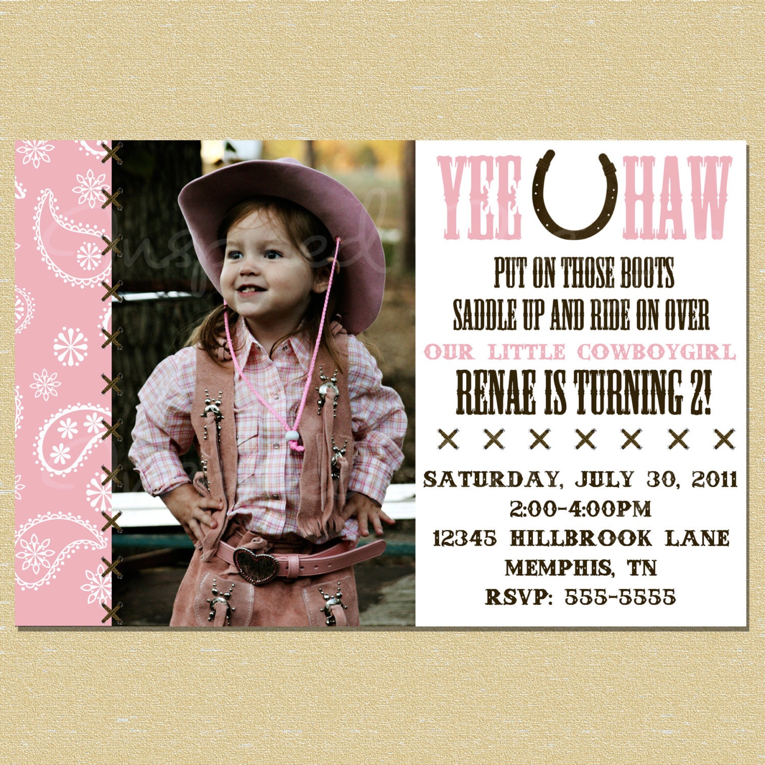 Girl Western Birthday Invitation - Any Age - Customize Wording - Matching Coordinates Available Il_170x135