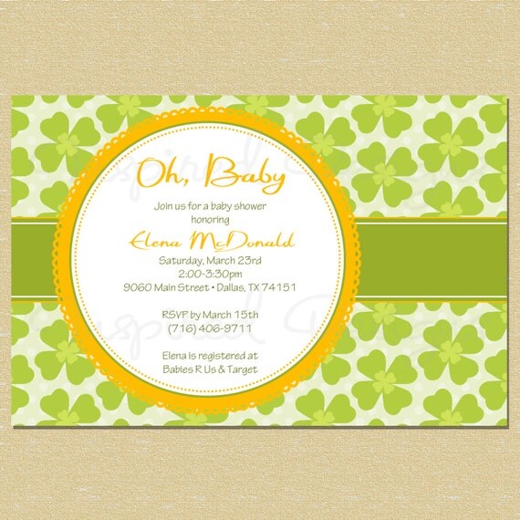 Four Leaf Clover Baby Shower Invitation Il_570xn
