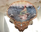 Mermaid On A Rock Large Shell Jewelry Dish - rtistmary