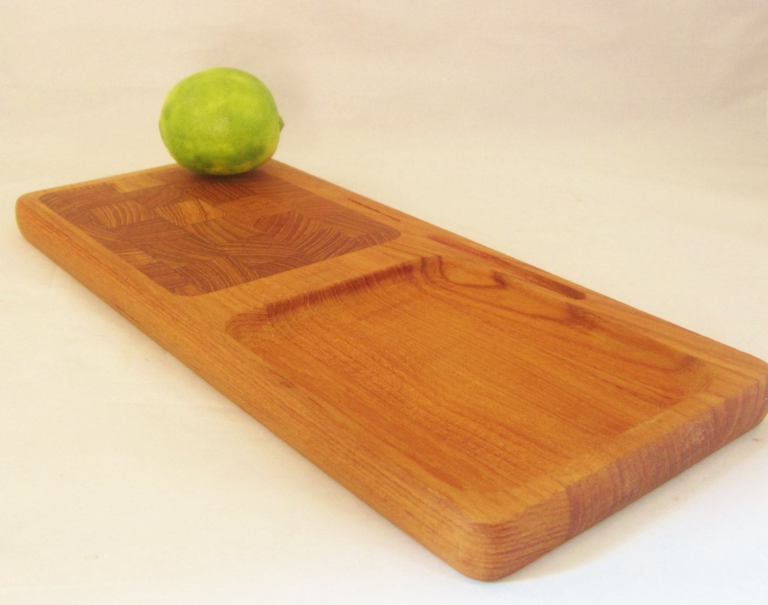 Vintage END GRAIN TEAK Cutting Board Cheese