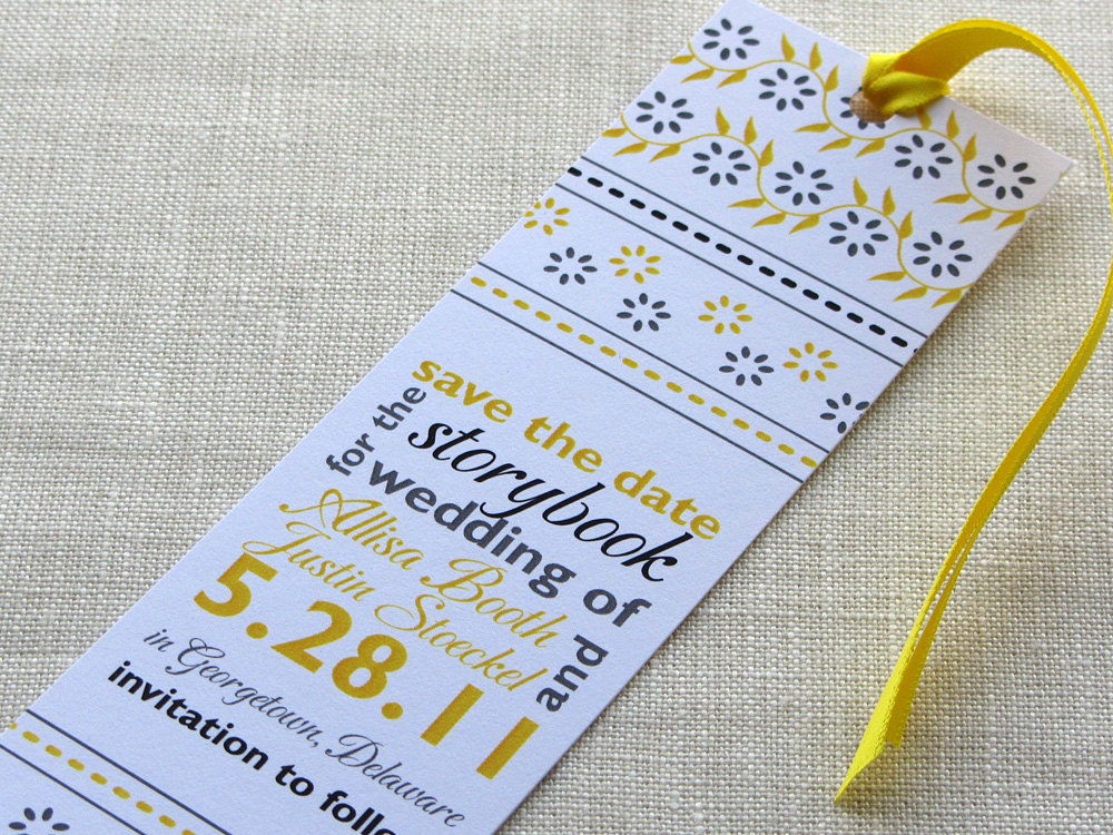 Bookmark Save the Date - Indian Block Print with Typographic Layout