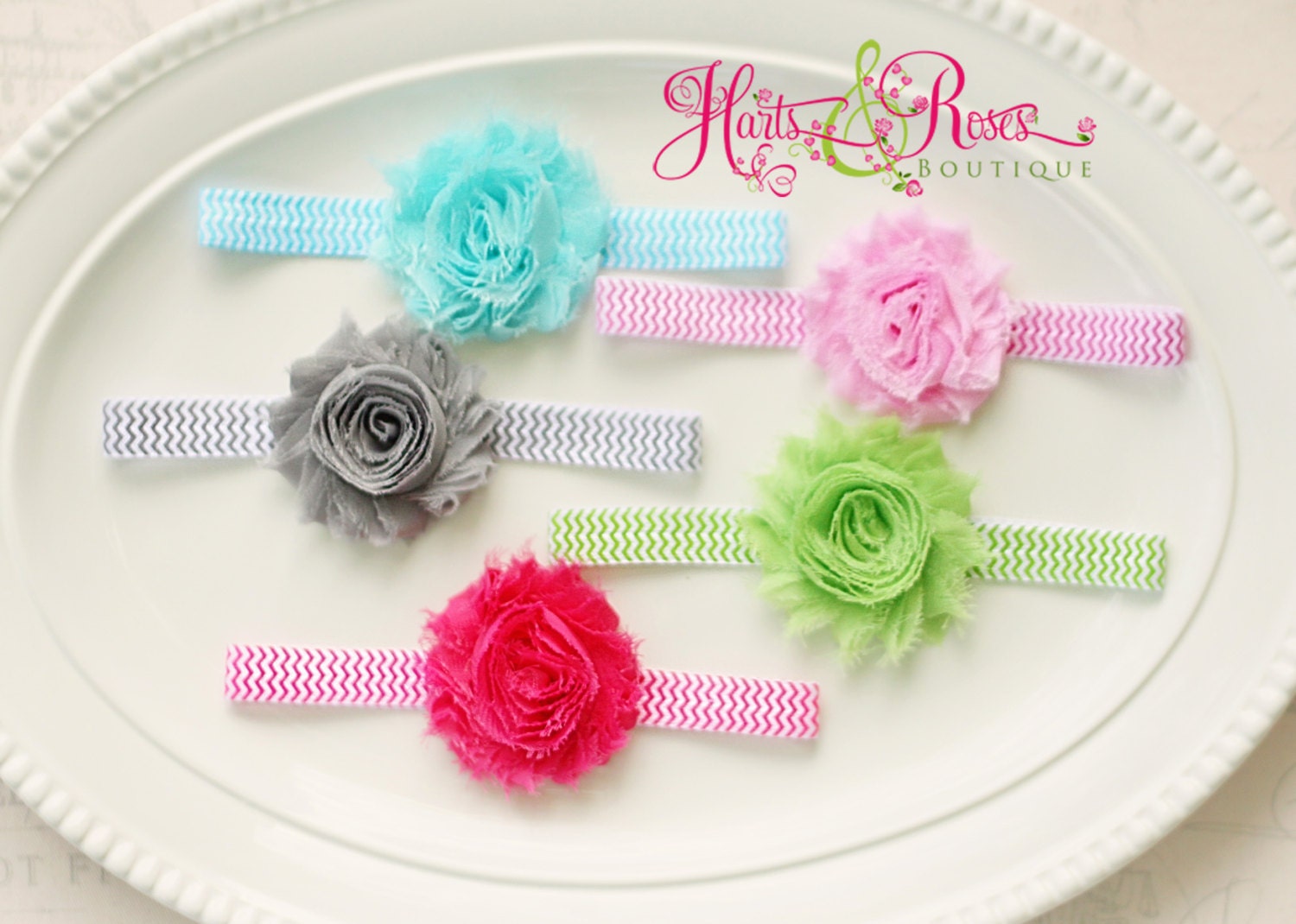 Set of 5 Baby Headbands..Shabby Chic Baby Headbands.Chevron Headband.Newborn Headband..Infant.Baby Girl Headband..15% Off ur order