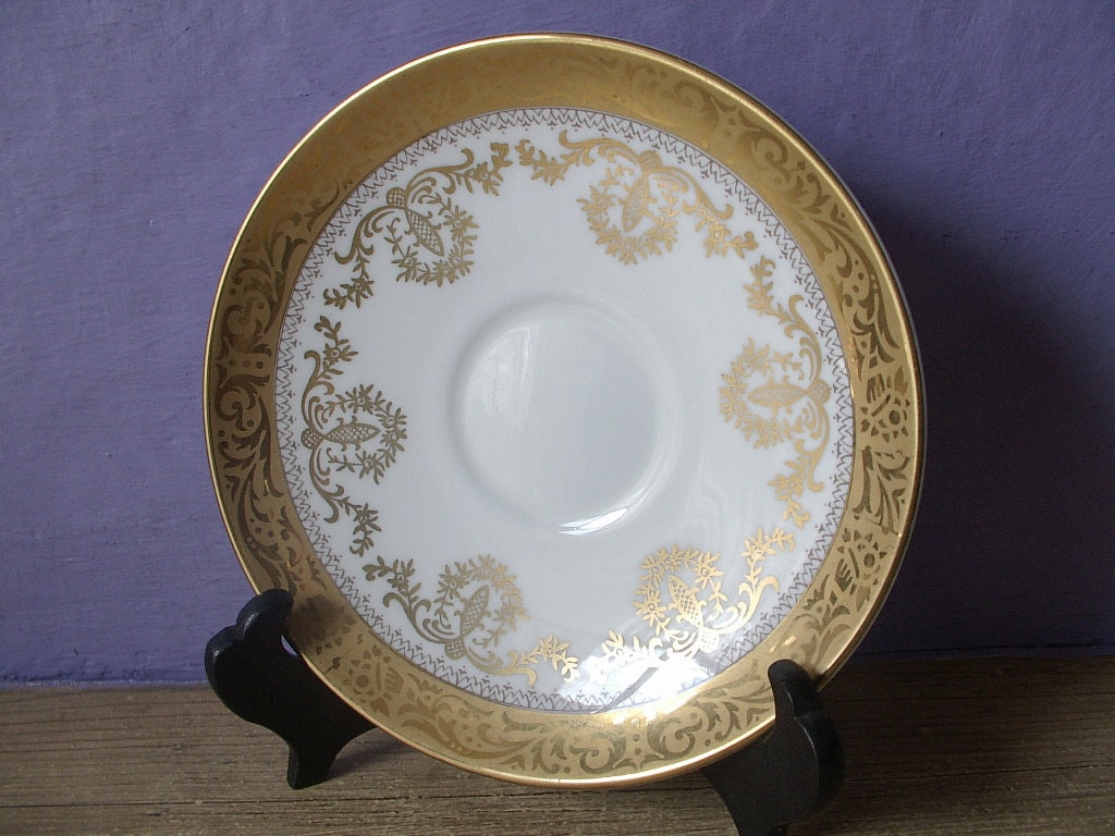 Antique gold tea cup, Vintage 1940's Royal Chelsea 50th Anniversary tea set, English tea cup, gold and white bone china tea cup