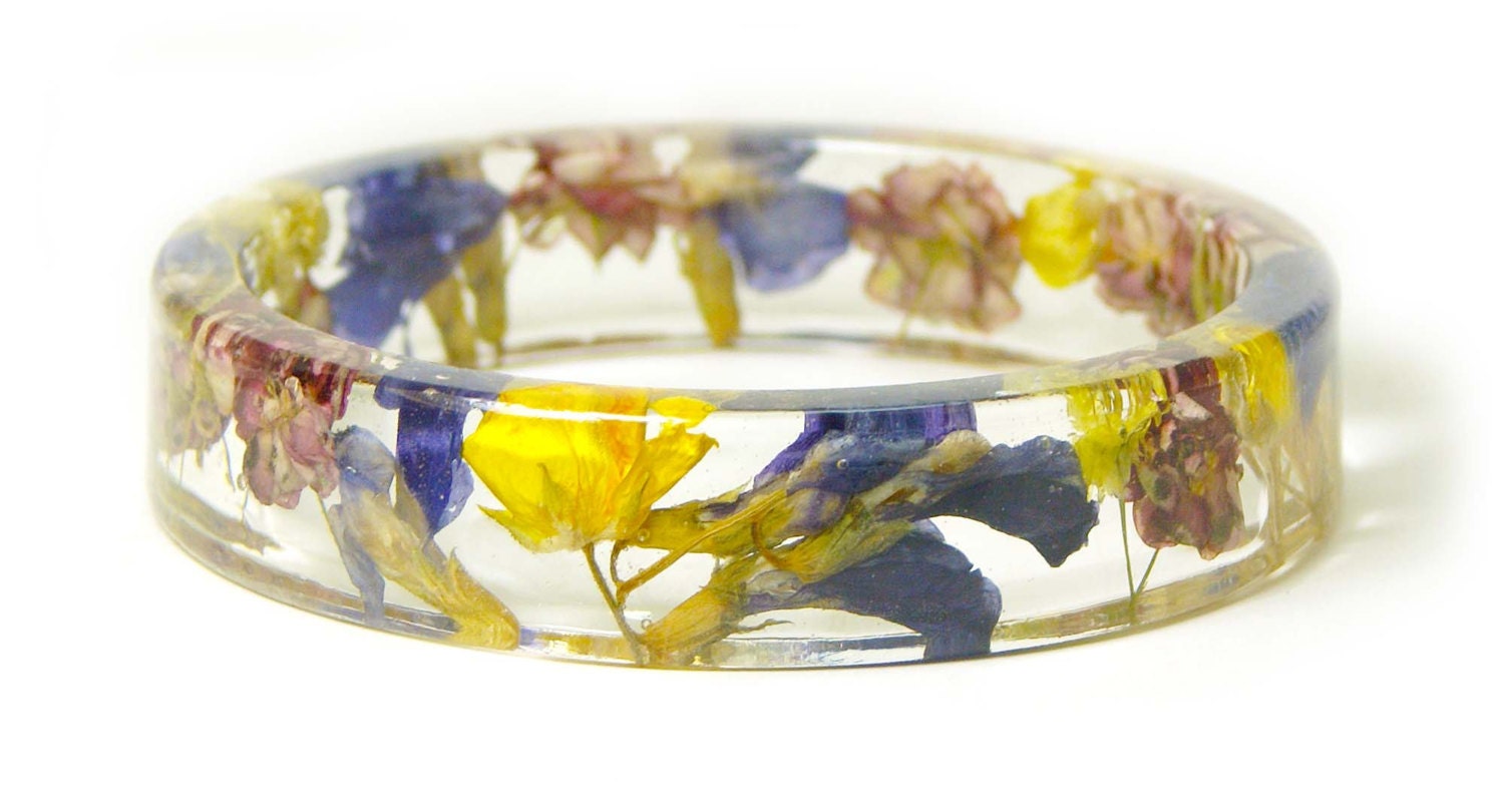 Flower Resin Bangle-Flower Jewelry- Resin Bangle- Real Flowers- Flower Bracelet-Resin Jewelry-Real FLower Jewlery