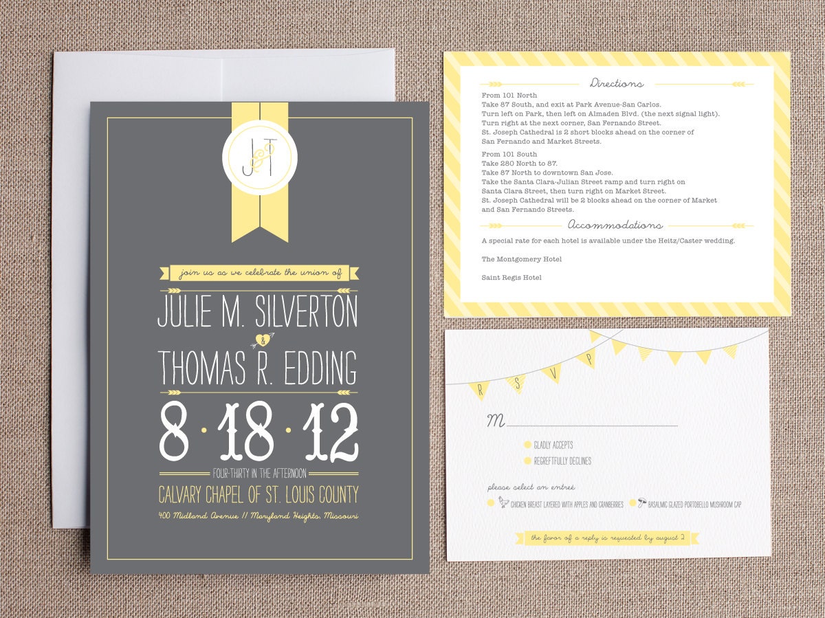 Monogram Ribbon Wedding Invitation