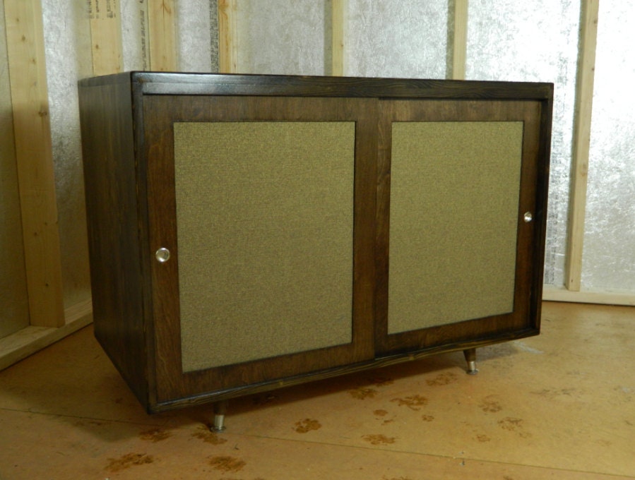 Mid Century Inspired Danish Modern Record Player Stereo Cabinet