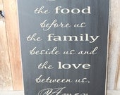 Bless the food before us, the family beside us... wood subway art wall hanging with vinyl lettering