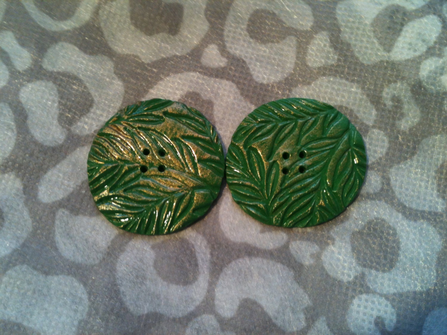 Leaf Textured Buttons OOAK Set