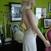 Wedding dress handmade vintage lace appliqued deco style 1930s bias cut halter backless bridal gown
