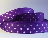 2mts Purple with Silver Dot 1" Grosgrain Ribbon