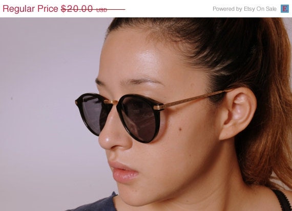20% OFF O'Malley Style Black Round Sunglasses 1980s Vintage (Lou)