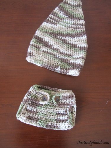 Elf Hat Photo Prop and matching Diaper Cover in Earth Tones (6-12 months) B74