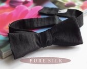 Pure Silk - Men's bow tie - 2 inch x 4.5 inch bow / self tie - freestyle for men