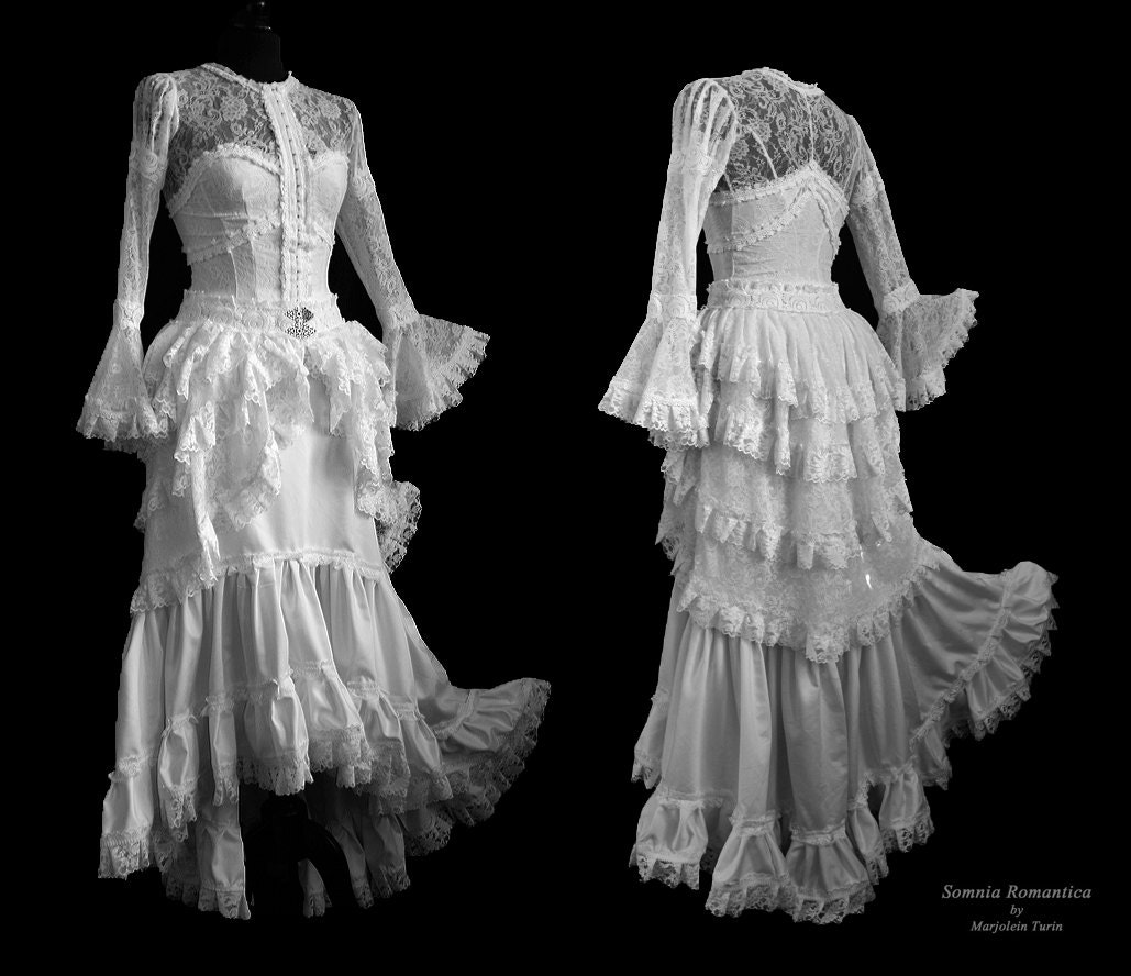 Dress Lausanne, victorian wedding, XS, 3 pieces, white lace, Somnia Romantica by Marjolein Turin