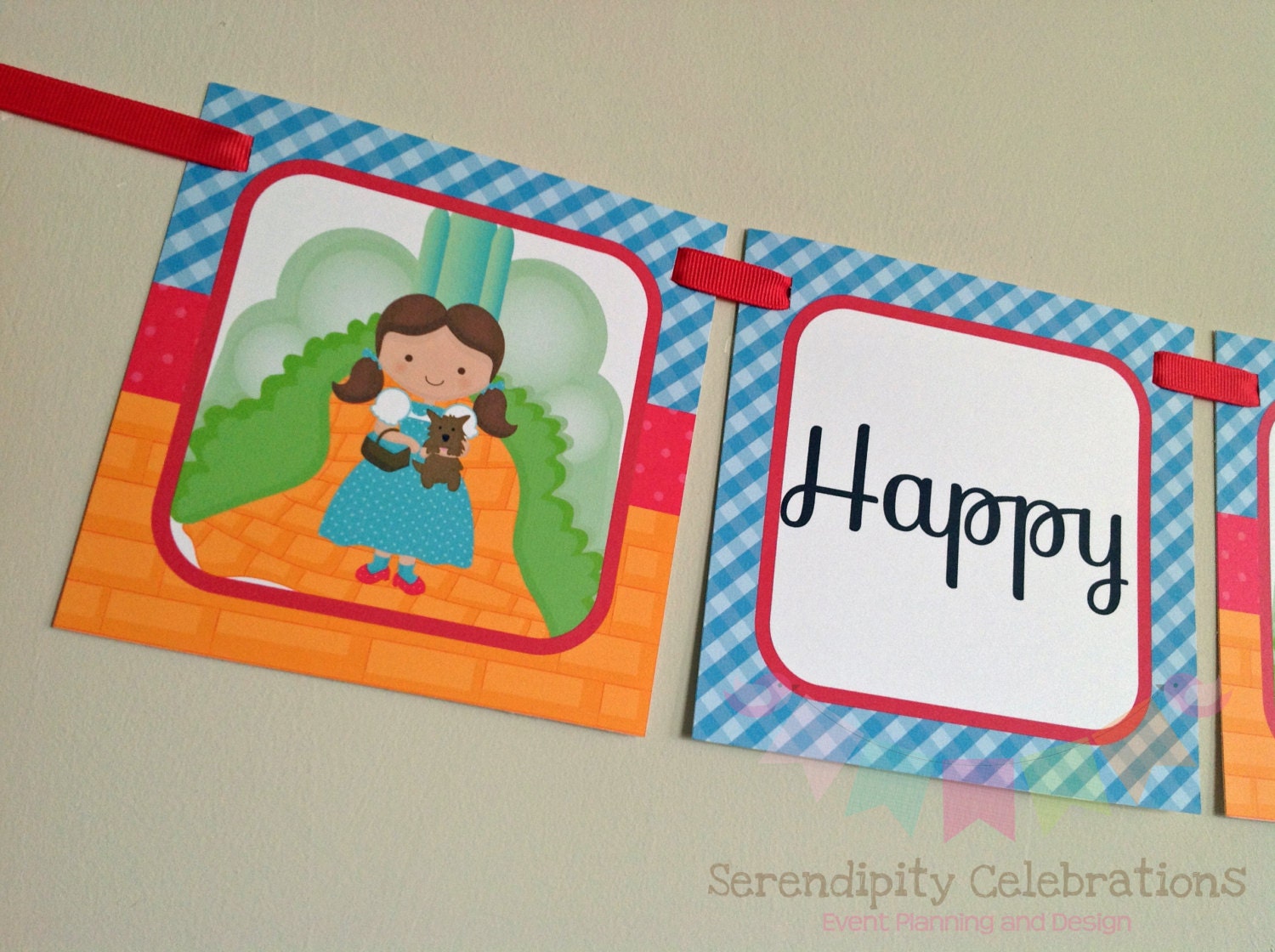 Wizard of Oz Inspired Happy Birthday Word Banner -Square Banner -Wizard of Oz Birthday Banner -Dorthy Il_570xn