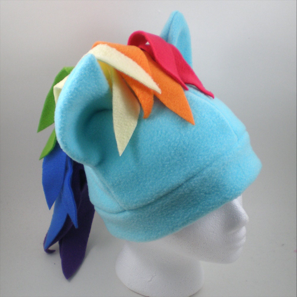 Rainbow Dash fleece pony hat