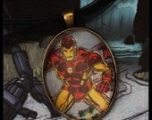 Iron Man Pendant Necklace - Upcycled from Iron Man Comic Book /superhero comics geek chic pop art/