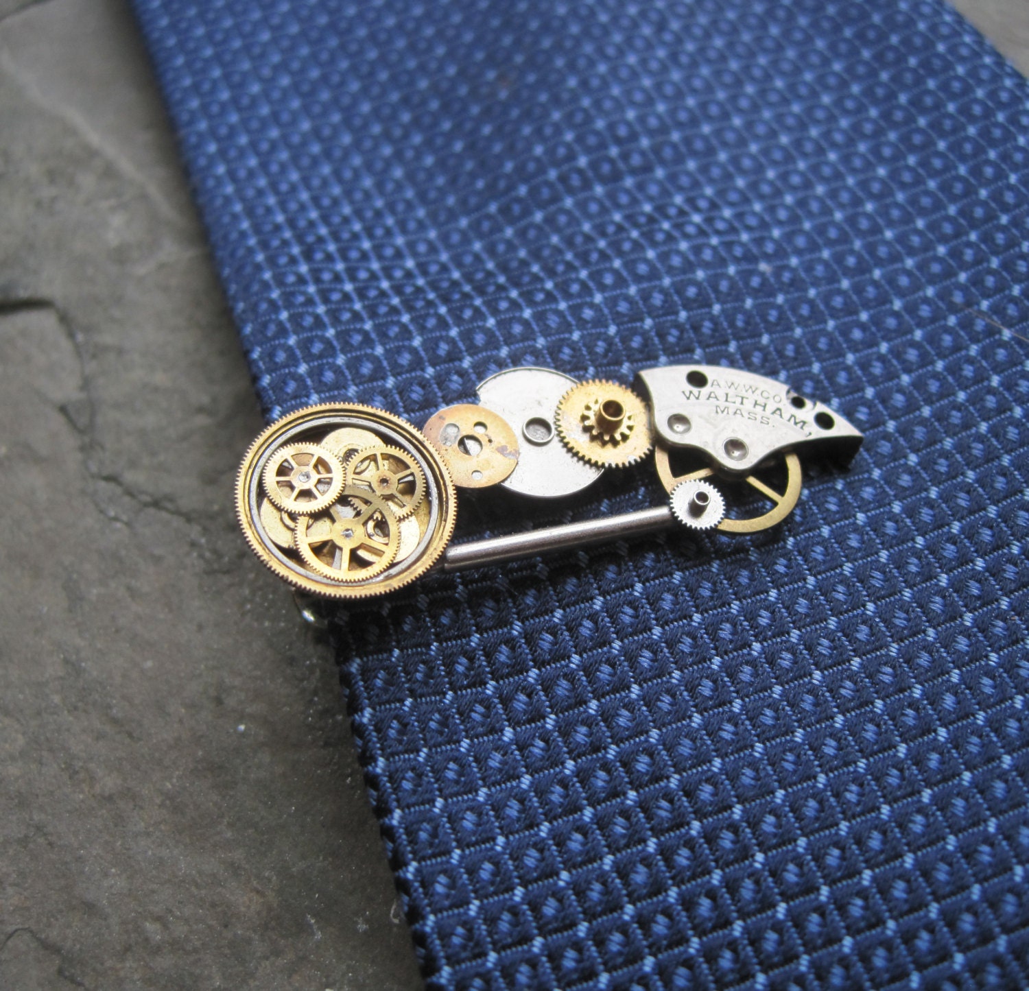 Clockwork Tie Clip "Twenty-Eight" Clockwork Mancessories Mechanical Watch  Gears Industrial Tie Bar Tack Tiebar Tieclip Steampunk Tieclip