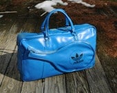 70s electric blue Adidas tennis racket bag vinyl gym bag travel luggage