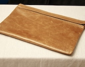Handmade Distressed Italian Leather Portfolio, Zipper Pocket, Zipper Closure, Pen Holder