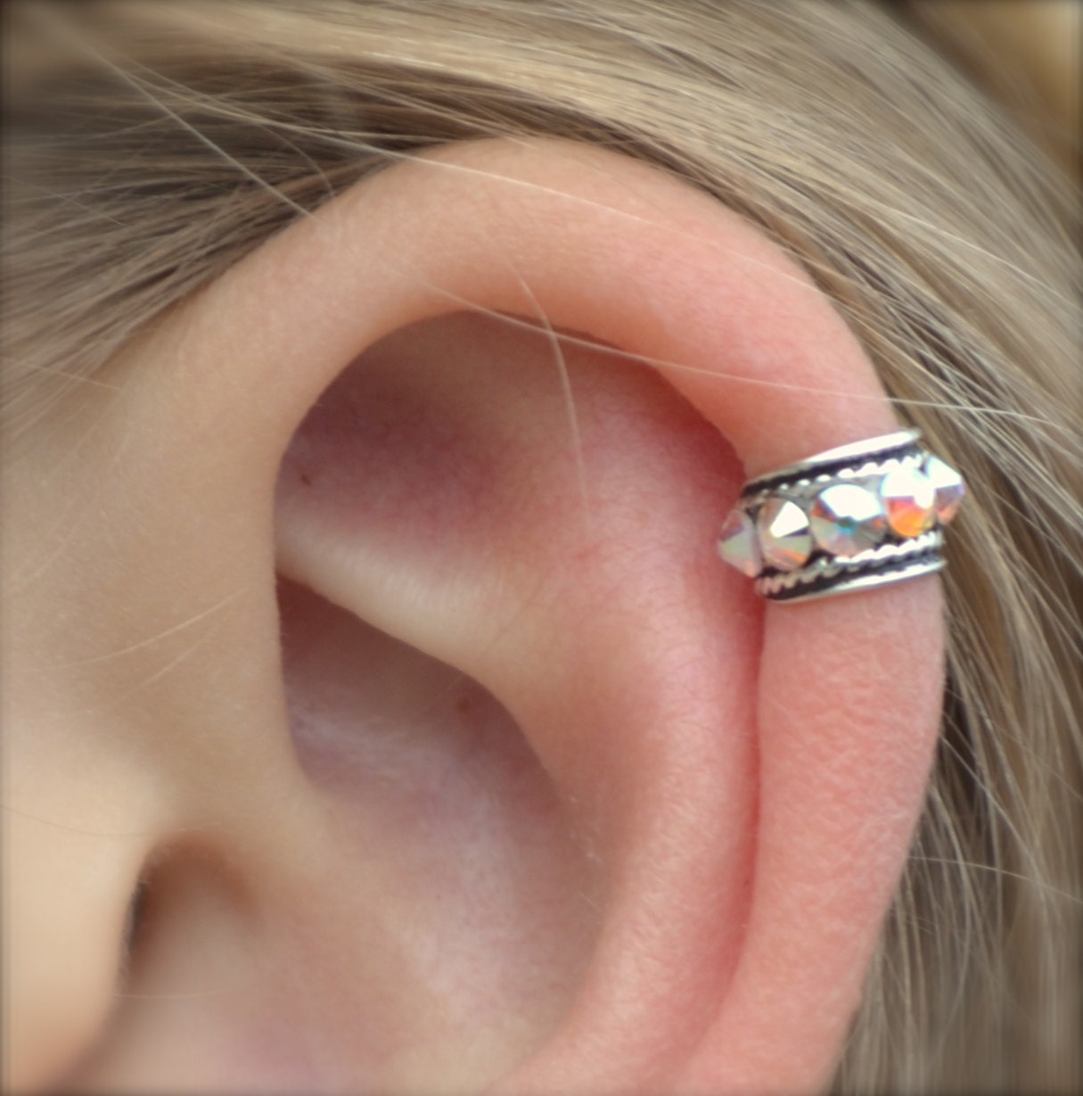 Ear Cuff - Rock Star - High Ear Cartilage - Sterling Silver - SINGLE SIDE