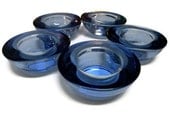6 BLUE Votive Candle Holders, Glass, Patio, Lantern, Outdoor Lighting, Wedding Accessories, Baby Shower Decor