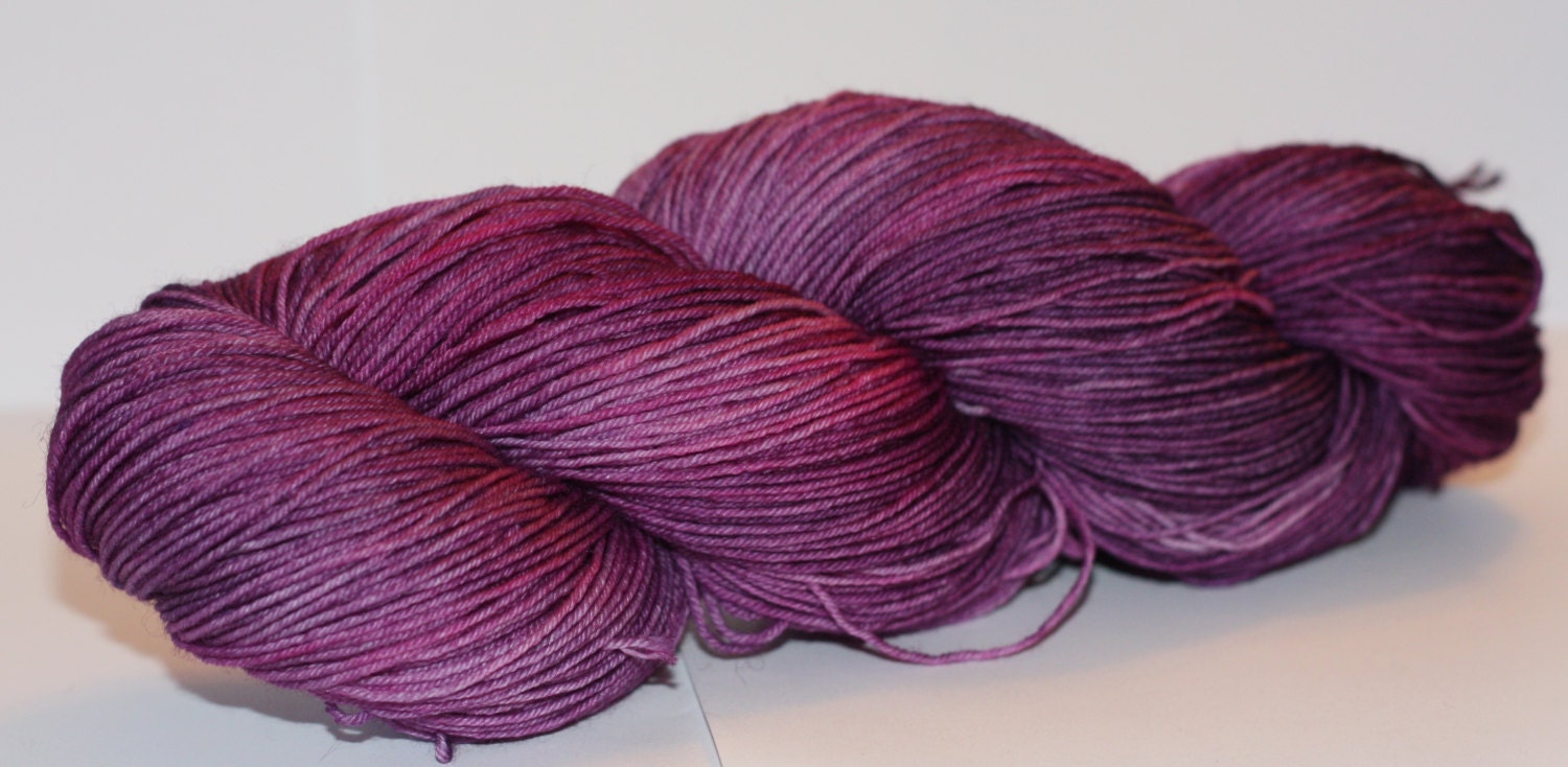 Soft & Sturdy Sock- 100 grams Color- Purple Pink  Semi Solid Hand Dyed Yarn
