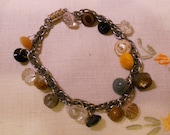 vintage petite button charm bracelet gray, butterscotch, brown