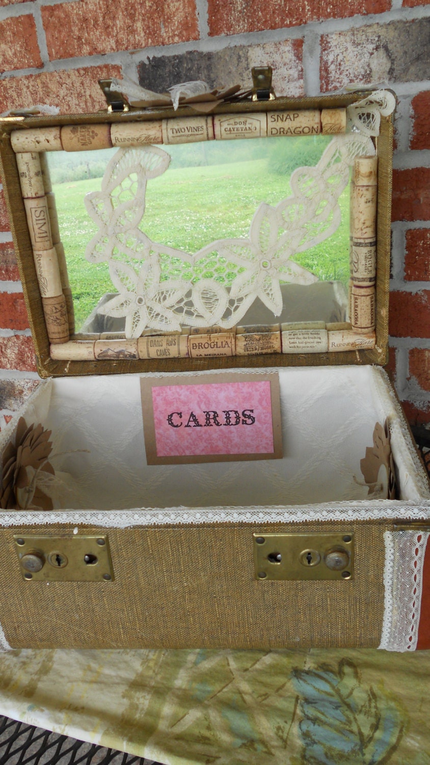 vintage suitcase wedding card holder