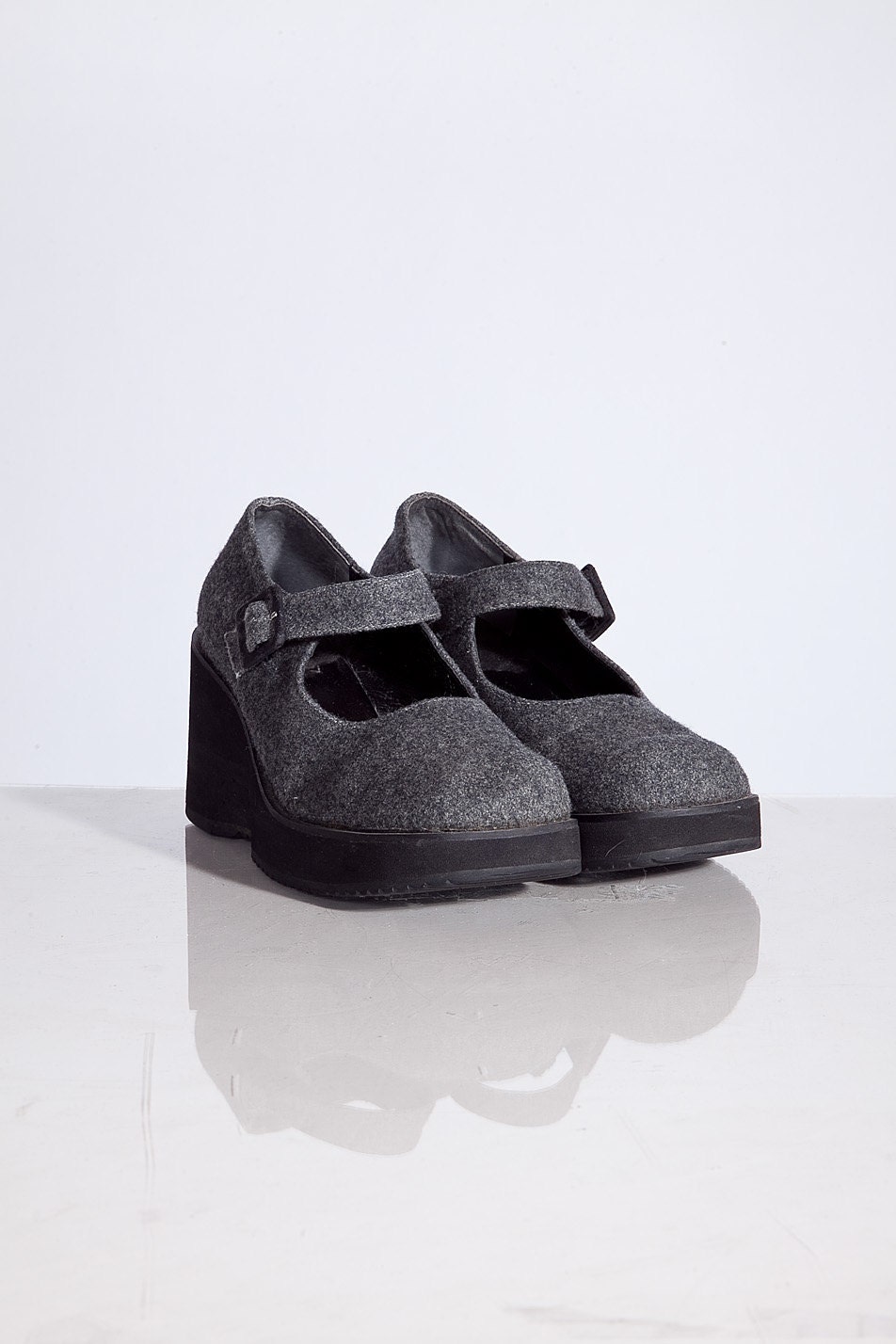 Grey Platform Belted Maryjanes / 8