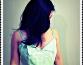 womens playsuit retro Mint green Gingham romper