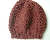 Knitted Textured Slouch Hat, Deep Rose Spring Fashion