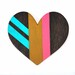 Hand painted wood heart brooch pin - Valentines Day