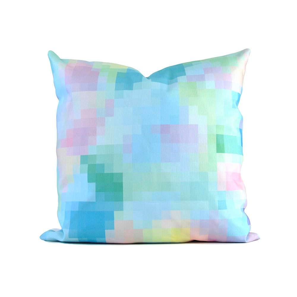Cotton Pillow Cover - Blue Digital Pattern, 18" x 18" Artwork, Illustration, Blues, Geometric, Modern