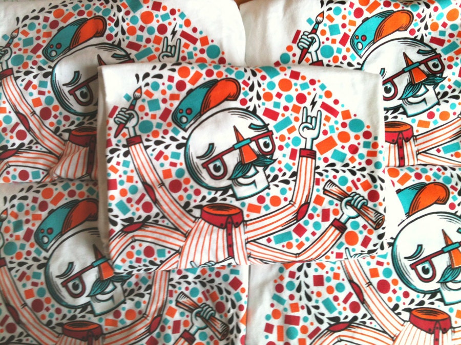 Psychedelic Print Deity T-Shirt - 4 colour screen printed tees