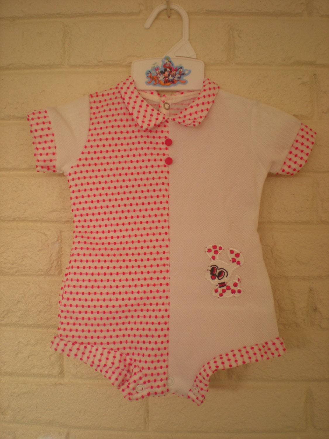 Romper with Red Spotted Dog Applique, Size 6 months
