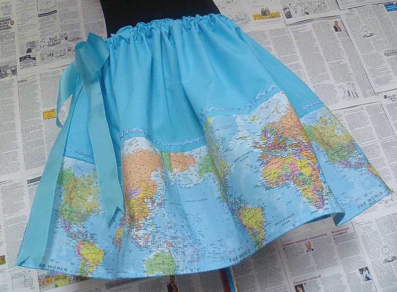 World Map Skirt, Dress, ALL SIZES, Travellers Skirt, RoOBYS, Quirky Skirts