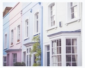 London photography - Colors of Chelsea - travel photo, city, pastel wall decor, white, green, purple, pink, blue - 8x10 print