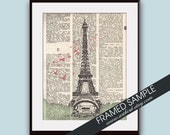 Eiffel Tower Paris Dictionary Art (series A)  11x14 Art Print (ART BIRD Art Prints - Modern Elegance)