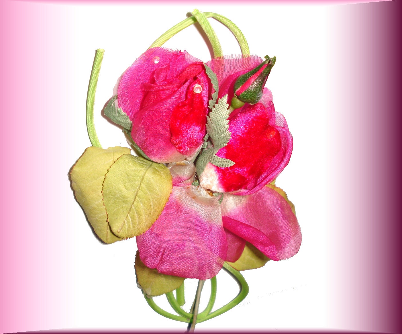 Vintage Silk Flower Ornamentation Old Hollywood Corsage Pin Rose Gown Dress 1940s 1930s