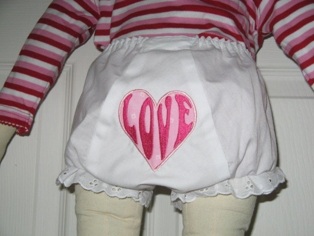 Custom Design Baby Girl Love Heart  Bloomer Diaper Cover with Coordinating Onesie