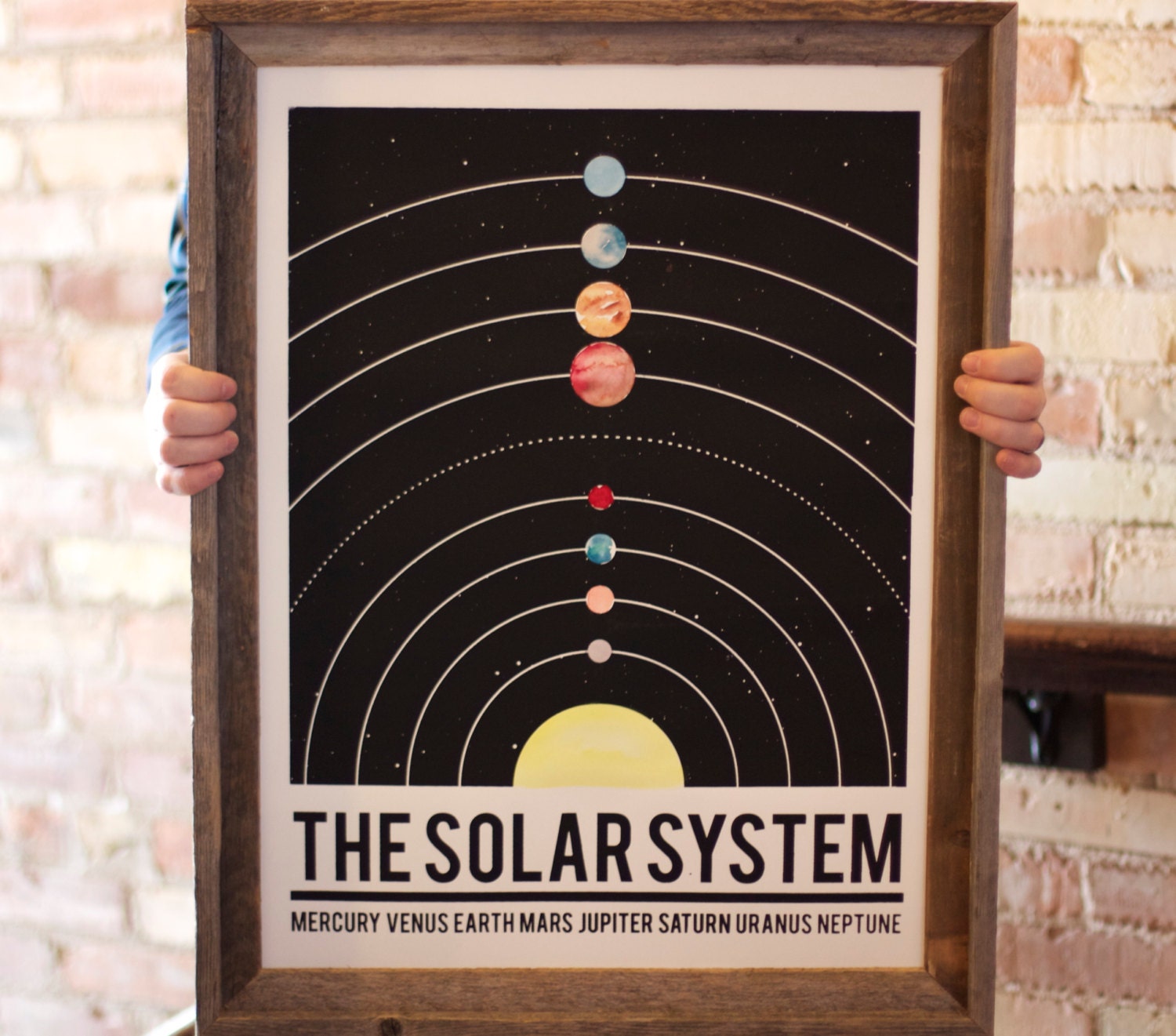 Sale - 15 dollars off - The Solar System - hand pulled large screen print 18x24