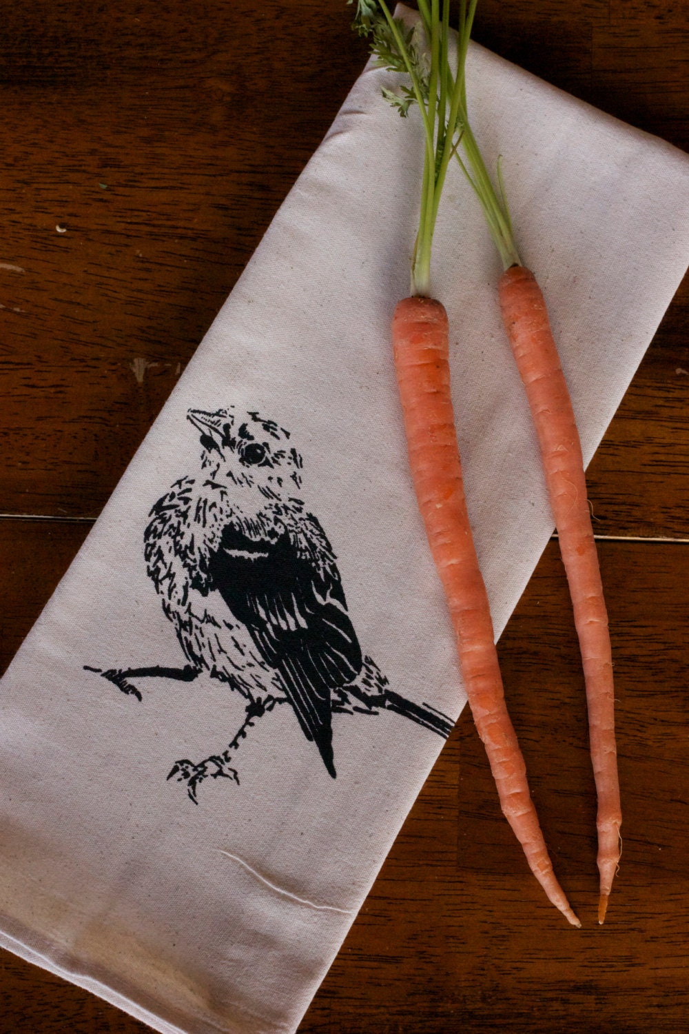 Tea Towel - Hand Printed Organic Flour Sack - Oriole