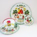 Vintage Toy Tin Playset Tea Set Ohio Art Farmhouse Barn Roosters Green Pink Aqua Toy Kitchen Toy Tin Dishes