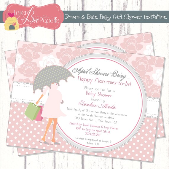 April Showers Girl's Baby Shower Invitation - Printable Digital File Il_570xn