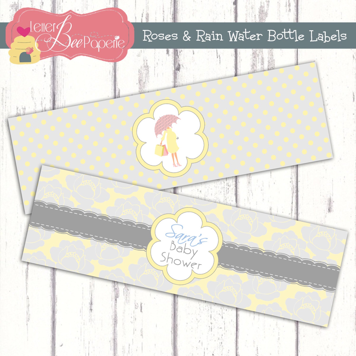 Printable Baby Shower Water Bottle Labels - April Showers - Food Labels, Stickers Il_570xn