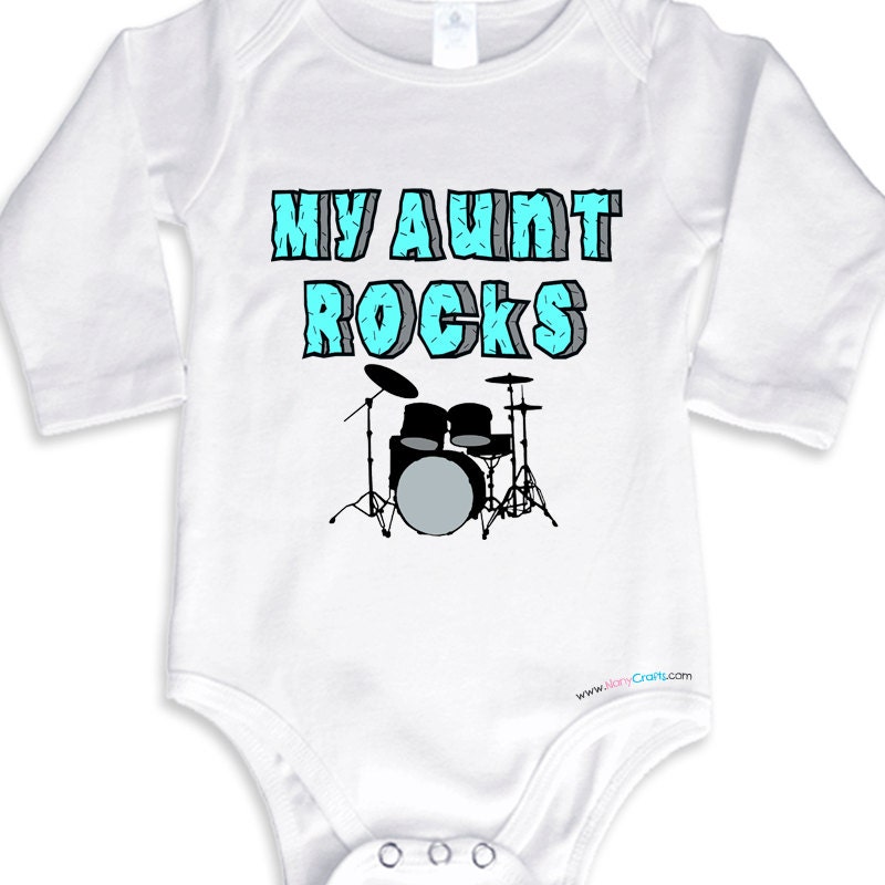 My Drummer Aunt Rocks Long Sleeve Baby Onesie