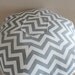 24" Ottoman Pouf Floor Pillow Grey White Zig Zag Chevron